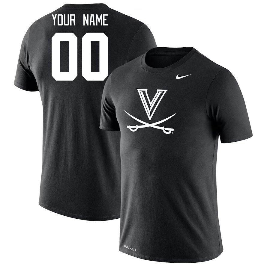 Custom Virginia Cavaliers Name And Number College Tshirt-Black